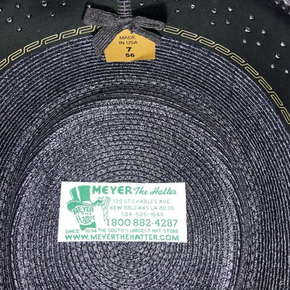 Milan Men’s Fedora Black Straw Hat Feather Meyer the Hatter New Orleans  size 7 - Picture 13 of 14